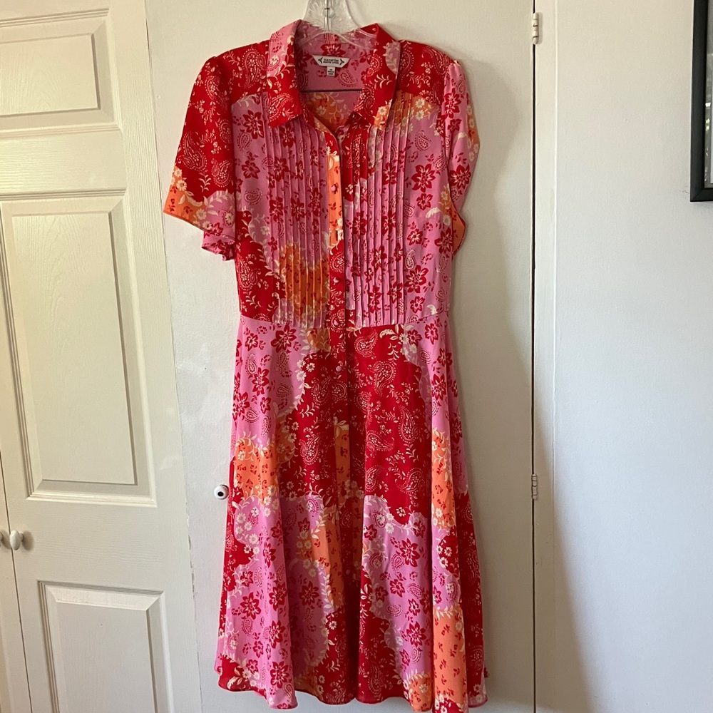 Nanette Lepore Red and Pink Floral Midi Dress